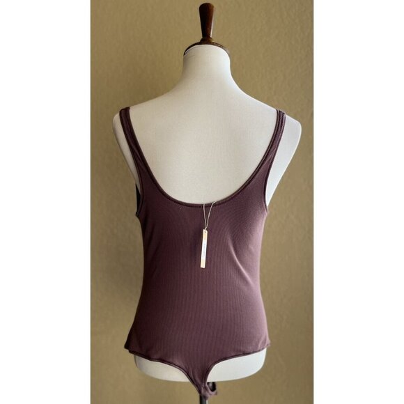 SKIMS Women’s Cotton Ribbed Sleeveless Bodysuit Garnet Red Size 2X Thong Scoop - Picture 3 of 9